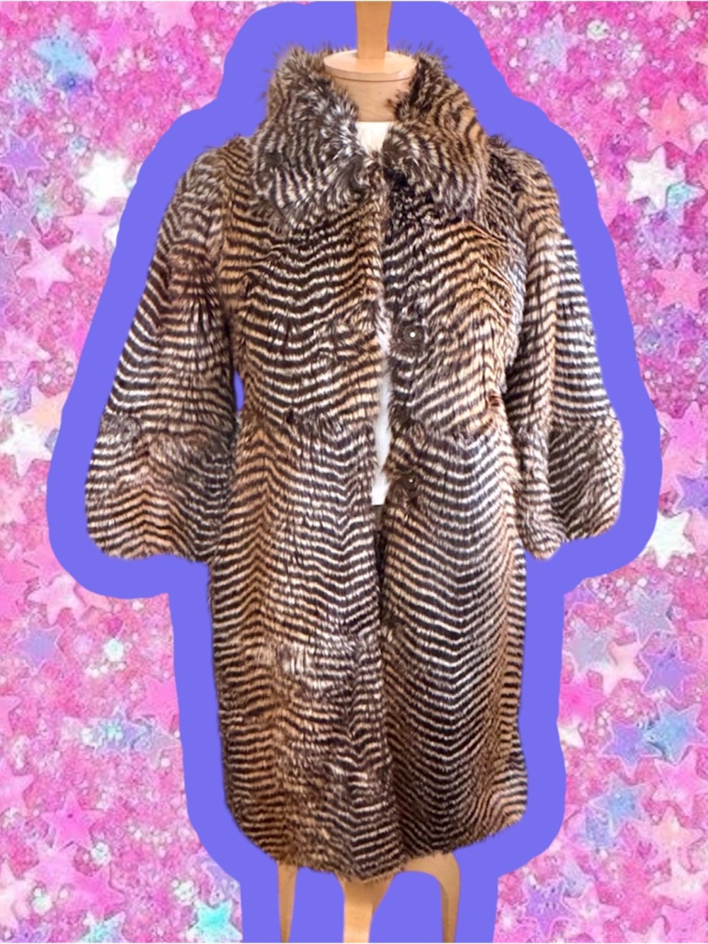 Vintage Y2K babydoll faux fur coat XS S 60s 50s vegan jacket free people glam